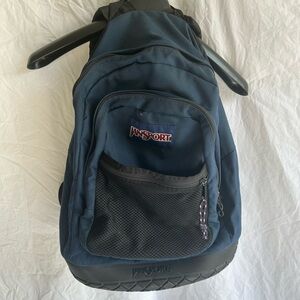JanSport Vintage Navy Blue Men's Backpack with Rubber Bottom
